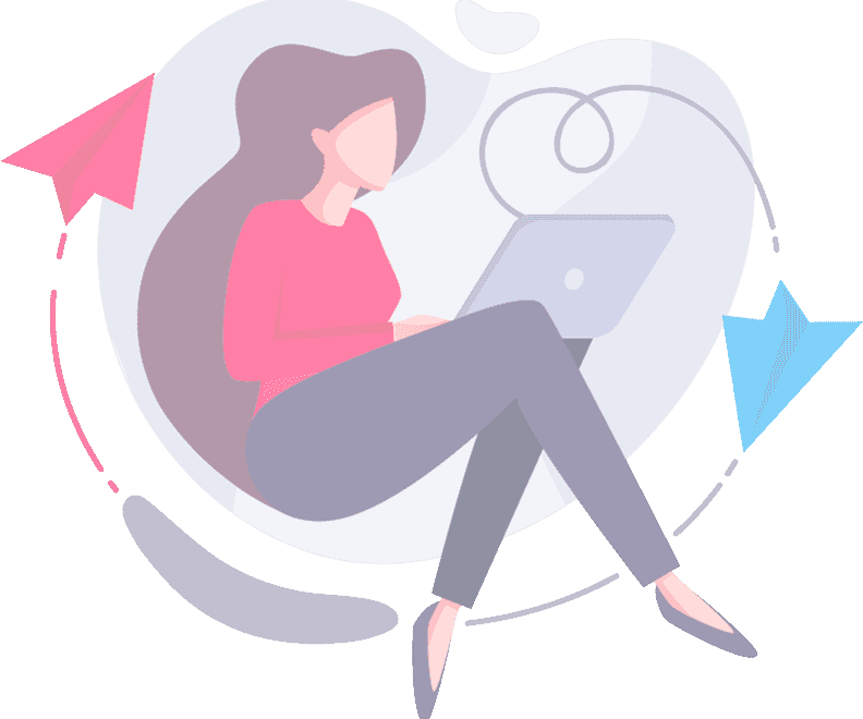 dizüstü bilgisayarla çalışan kadın çizimi