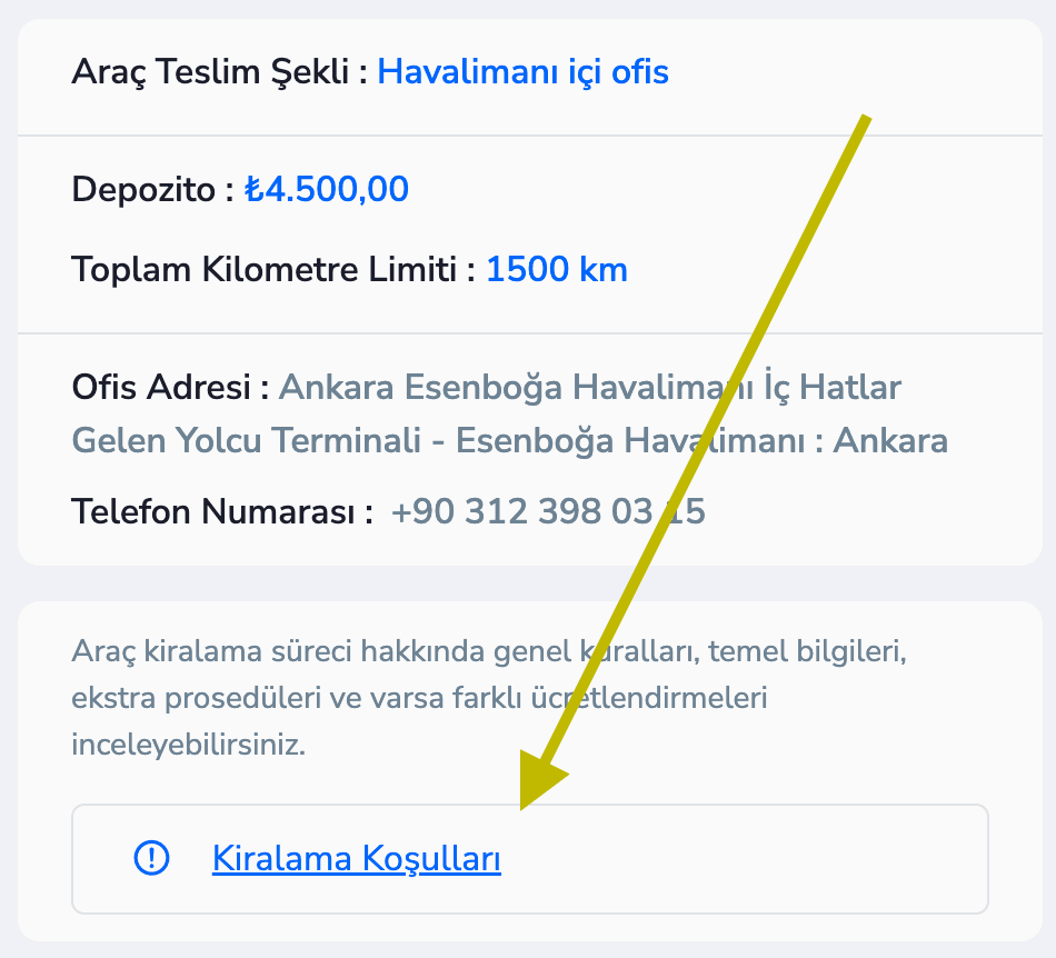 araç kiralama şartları